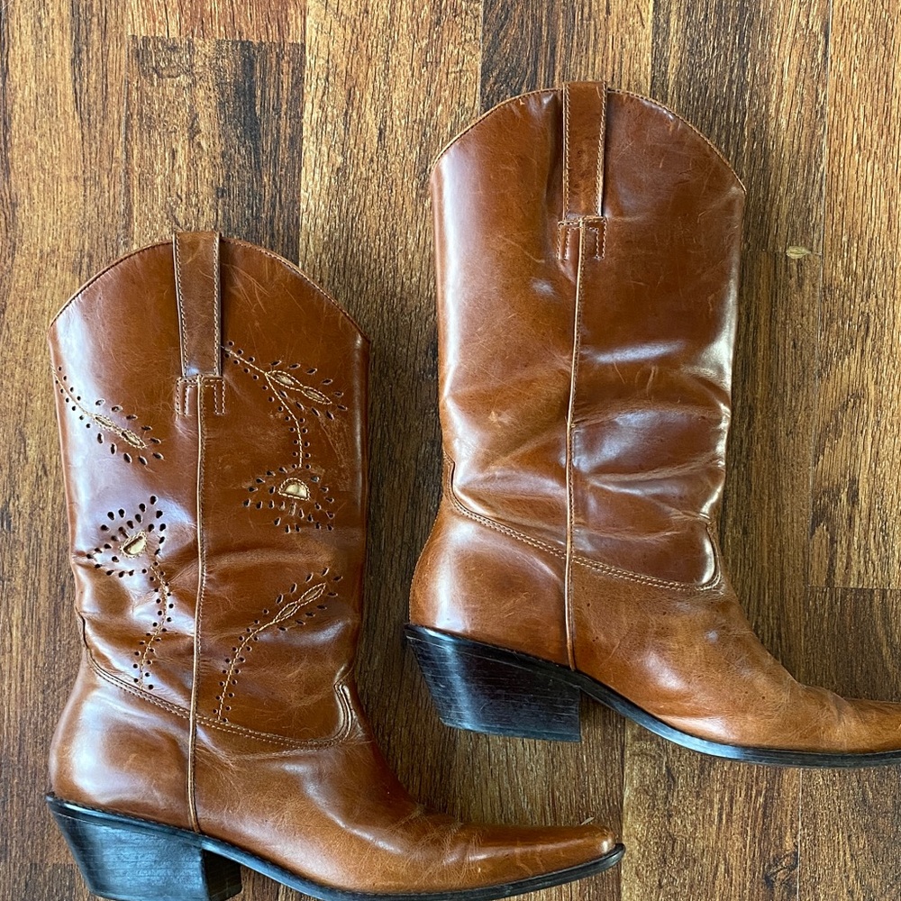 Matisse Brown Leather Western Boots w cutouts women’s Sz 10